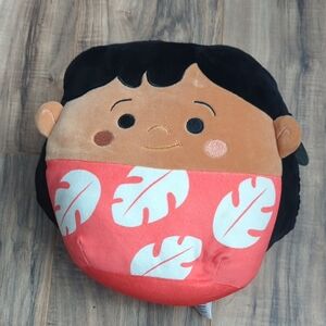 Squishmallows Coral Leaf Pattern Plush Character Pillow - Black Hair